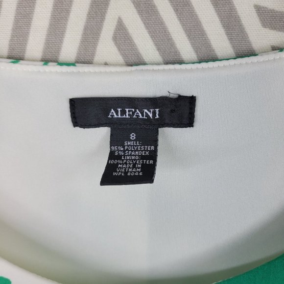 Alfani Color Block Size 8 Dress Slinky travel knit Stretch Party Floral Green - Picture 6 of 6